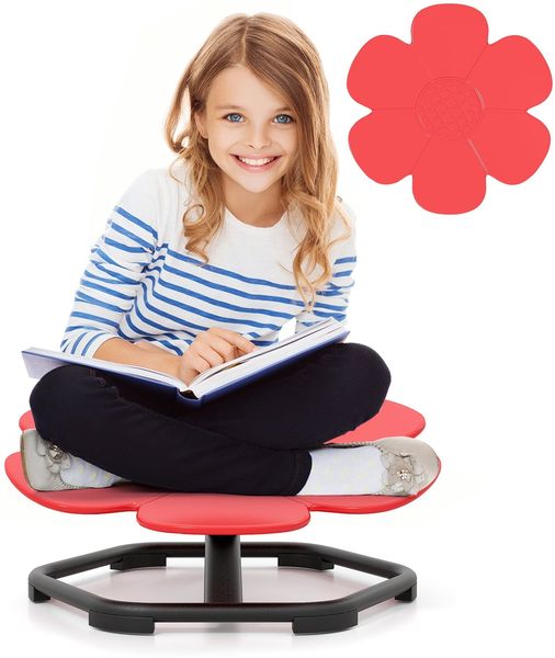 Sensorischer Drehstuhl Kinder 360° Kinderdrehstuhl Karussell Autismus Kinderstuhl mit rutschfester Metallbasis Rot Blume