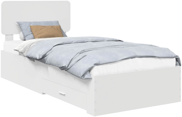 vidaXL Bettrahmen mit Kopfteil Weiß 75x190 cm Holzwerkstoff 3412436