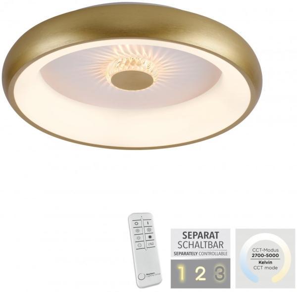 JUST LIGHT 14384-60 Deckenleuchte Vertigo messing matt CCT Kristalleffekt 47cm