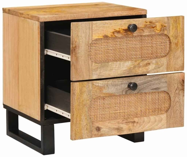 vidaXL Nachttisch Natur 40 x 33 x 46 cm Massivholz Mango 4018042