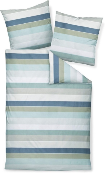 Janine Bettwäsche JD, Mako-Satin, 2 teilig, gestreift, salbeigrün eukalyptus