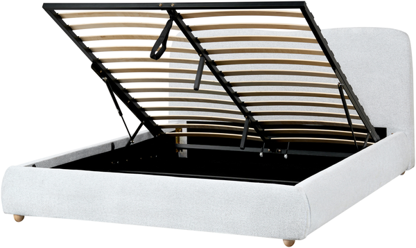 Bett mit Stauraum BLAGNAC Stoff Hellgrau 160 x 200 cm