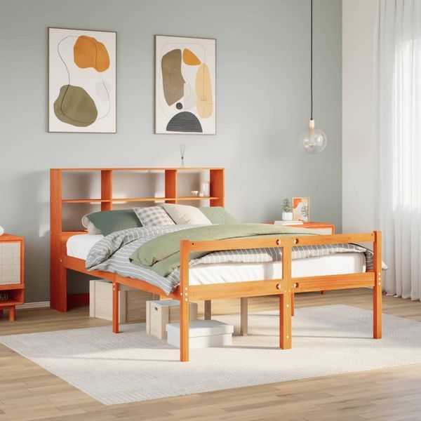 vidaXL Massivholzbett ohne Matratze Wachsbraun 140x190 cm Massivholz 3322030