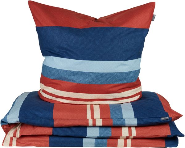 Schiesser Bettwäscheset Luca - Renforcé - 2-teilig - 135 x 200 cm - Terrakotta-Blau