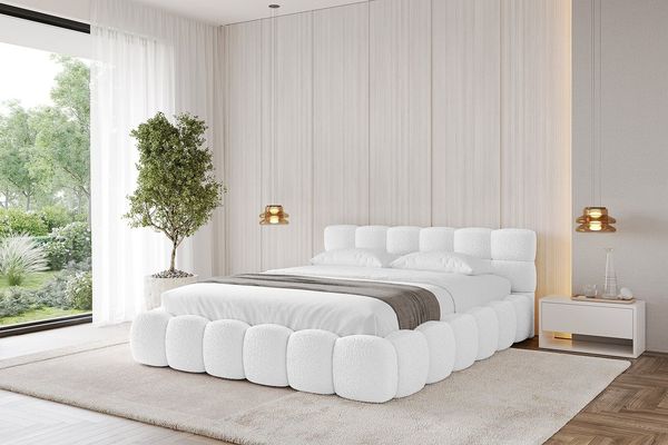ALTDECOR Polsterbett LEYA-v1 (Polsterbett mit Bettkasten und Lattenrost, Boxbett mit Matratze), Doppelbett mit Stauraum, Bett mit Kopfteil