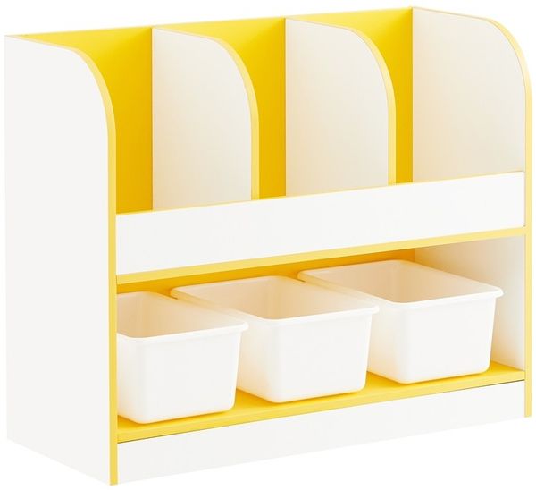 SoBuy KMB107-G Kinderregal, MDF, Melamin, Gelb, 63 x 76 x 30 cm
