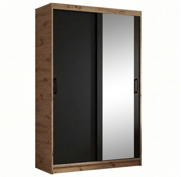 Beautysofa Kleiderschrank HELA moderner Kleiderschrank mit Spiegel (Schiebetürenschrank mit Kleiderstange und Regalböden, Schrank für Schlafzimmer, Flur & Ankleidezimmer) wahlweise ohne oder mit Schubkasteneinsätzen