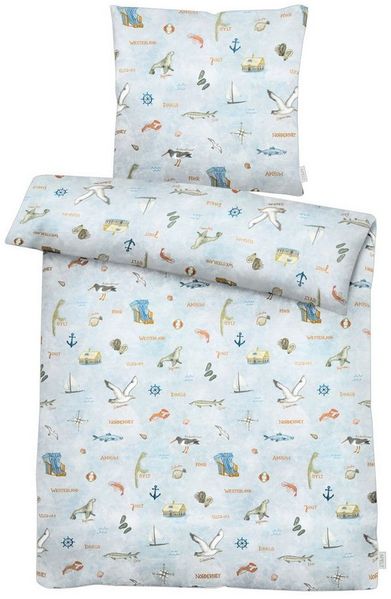 APELT Bettwäsche Kyst, Satin (Bio-Baumwolle), nordisches Strandmotiv