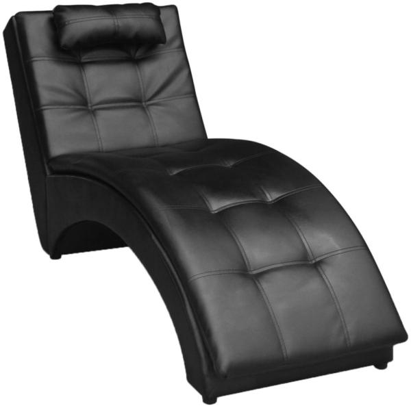 vidaXL Chaiselongue mit Kissen Schwarz Kunstleder 242216