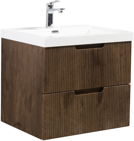 Badezimmer Badmöbel-Set Thermis 60 cm – Dunkel Braun – Badezimmermöbel mit Waschbecken