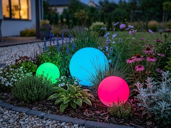 3er SET Garten Solarkugeln mit Fernbedienung dimmbar & RGBW Farbwechsel