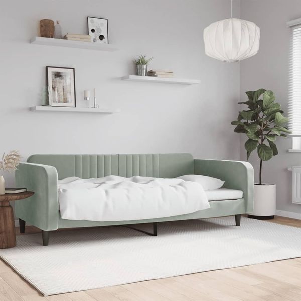 vidaXL Tagesbett Hellgrau 90x200 cm Samt 354086