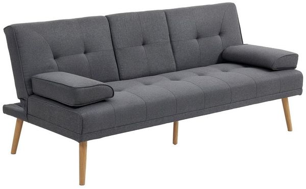 HOMCOM Schlafsofa 3-Sitzer-Sofa, Bettsofa mit Klappbarem Tisch, Stoffsofa 1 Teile, für Wohnzimmer, Dunkelgrau