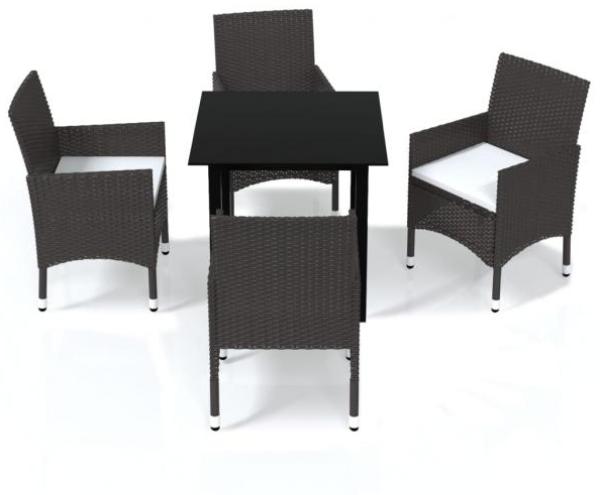 vidaXL 5-tlg. Garten-Essgruppe mit Kissen Poly Rattan Braun 3094992