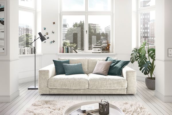 KAWOLA Sofa MADELINE 2-Sitzer Cord cremeweiß 85 x 127 x 230 cm