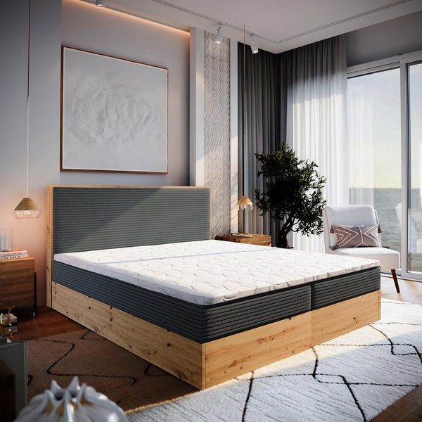Masseno Boxbett VERDON 180x200 cm mit Bonell Matratze und Topper