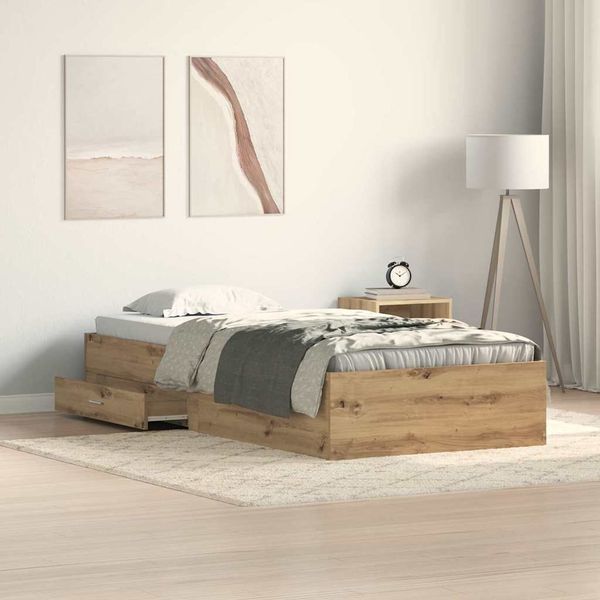 vidaXL Bettrahmen mit Speicher Artisan-Eiche 90 x 190 cm Holzwerkstoff 3333991