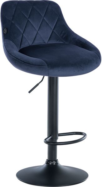 CLP Barhocker Lazio Samt höhenverstellbar und 360 Grad drehbar,blau schwarz