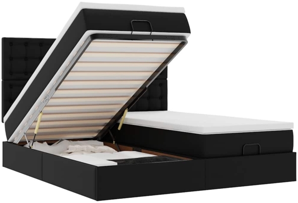vidaXL Ottoman-Bett mit Matratzen & LEDs Schwarz 160x200 cm Kunstleder 3314498