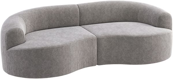 skølm 'Loki' Sofa 2 Sitzer, Vollschaumcouch mit Federkern und Vakuum-Kompression, kein Aufbau erforderlich, mit 2 Kissen, Teddy-Bouclé-Stoff in grau