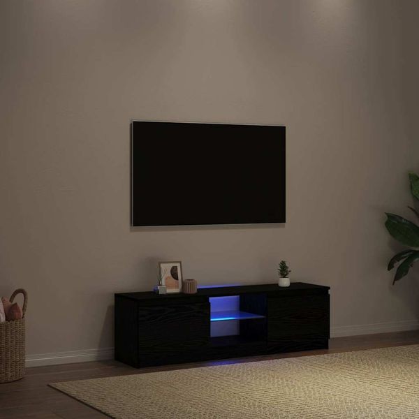vidaXL TV-Schrank mit LED-Leuchten Schwarz Eichen-Optik 120x30x36 cm 862034