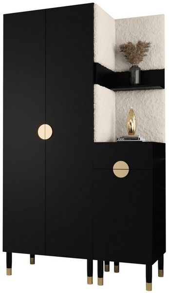ABIKS MÖBEL Kompaktgarderobe PALERMO Set 6 Garderobe mit gepolsterten Paneelen, Industriell Design
