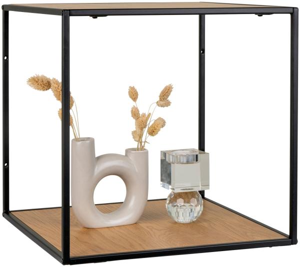 House Nordic Wandregal, Eichenoptik, Gestell schwarz, 36x36x36 cm