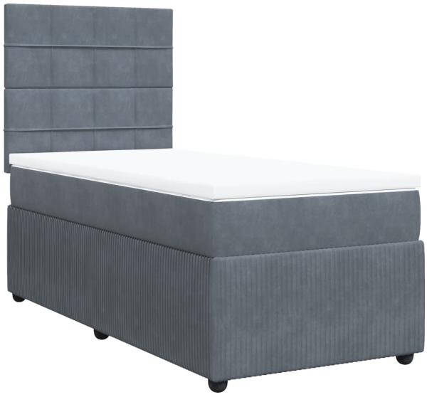 vidaXL Boxspringbett mit Matratze Dunkelgrau 90x200 cm Samt 3292239