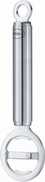 RÖSLE Kapselheber, hochwertiger Flaschenöffner mit Rundgriff und Aufhängeöse, unverbogene Kronkorken, Edelstahl 18/10, Spülmaschinengeeignet, Grau