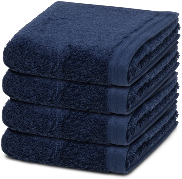 Vossen Vegan Life 4 tlg. Frottier-Set - 4 X Gästetuch (40 X 60cm) - 580 g/m2 - Marine