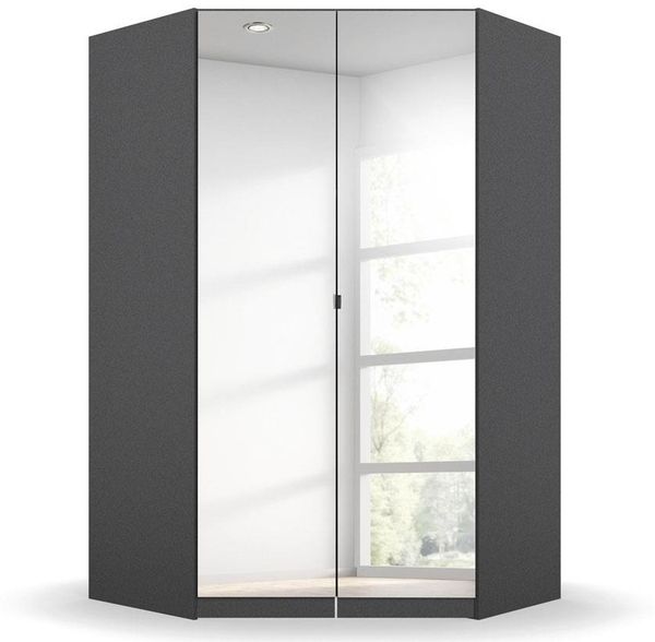 Eckschrank CELLE Kleiderschrak grau metallic Spiegel 117x117