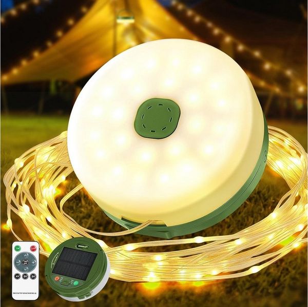 FELIXLEO LED-Lichterkette Camping Lichterkette Solar LED 10M USB 3000mAh wasserdicht 8 Modi