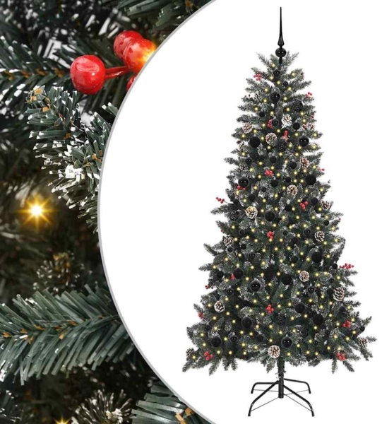 vidaXL Künstlicher Weihnachtsbaum Grün 210 cm PVC, Plastik und Stahl 3395893