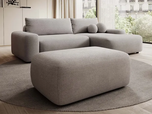 Vente-unique - DAVISO Pouf Stoff Schokoladenbraun - B 68 cm x H 38 cm x L 100 cm