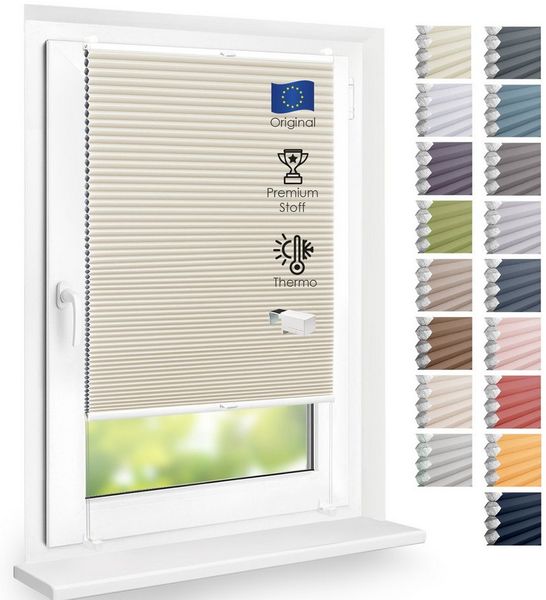 DomDeco Wabenplissee Thermo Plissee ohne Bohren - Hitzeschutz, Verdunkelung, verspannt, abdunkelnd, Klemmfix, stufenlos, kälteschutz, modernes Fensterplissee