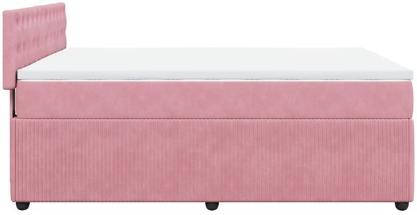 vidaXL Boxspringbett mit Matratze Rosa 140x190 cm Samt 3287751 Bild 9