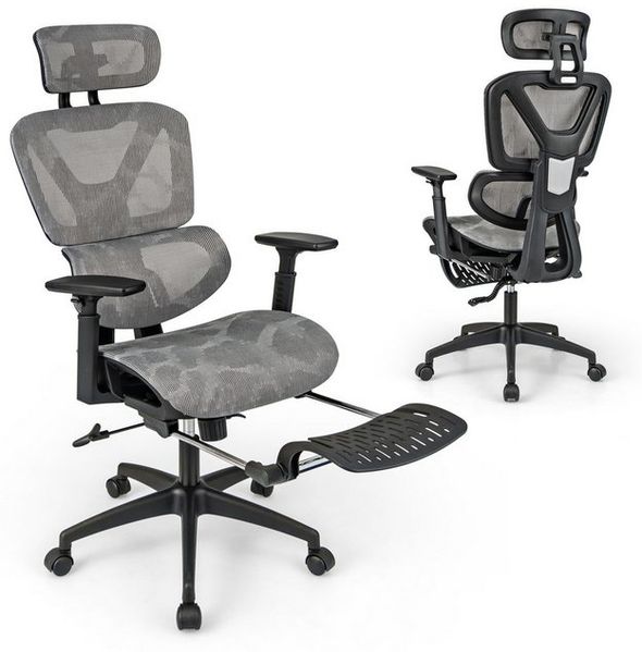 COSTWAY Bürostuhl, mit Wippfunktion, Fußstütze & Kopfstütze, bis 150 kg Bild 4