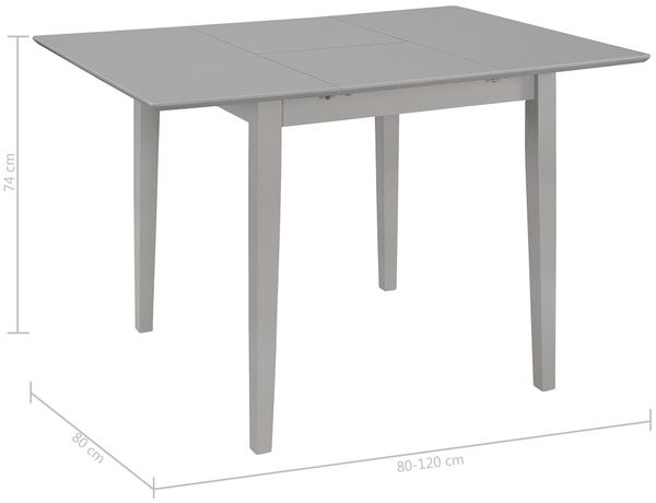 vidaXL Ausziehbarer Esstisch Grau (80-120)x80x74 cm MDF 247627 Bild 6