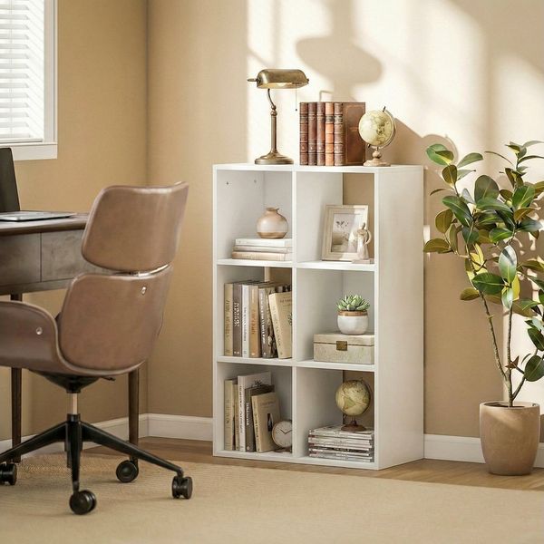 HOMCOM Bücherregal Schmal Regal Würfelregal mit 3 Ebenen Kippschutz, Aufbewahrungsregal 1-tlg, für Wohnzimmer, Schlafzimmer, Büro, Weiß