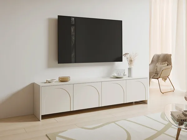 Vente-unique - NALYRA TV unit Holz, Platte Beige - B 40 cm x H 50 cm x L 198 cm