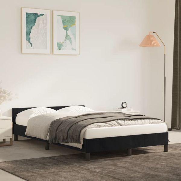 vidaXL Bettgestell mit Kopfteil Schwarz 120x200 cm Samt, Härtegrad: H2 [347563]