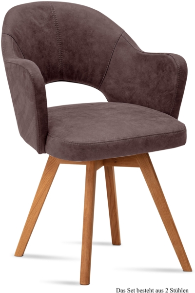 Armlehnstuhl (2er-Set) Dolly 59x87x61 Eiche geölt/Braun