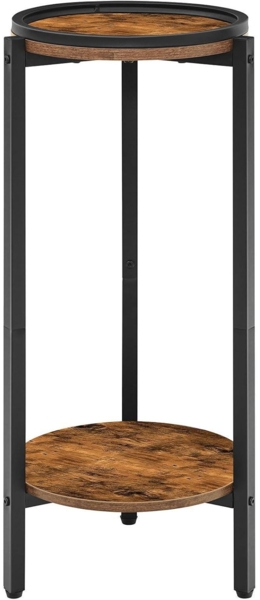 Kleiner runder Beistelltisch Vintagebraun-Schwarz 2-stufiger Sofatisch