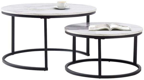 HAUSS SPOLE Couchtisch Satztisch Beistelltisch stapelbarer Sofatisch, mit Marmorierung (2-St)