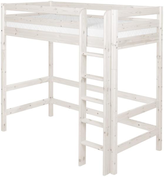 Flexa 'Classic' Hochbett weiß, gerade Leiter, 90x200 cm