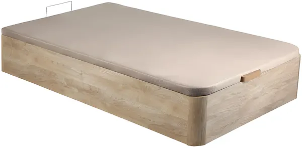 Vente-unique - WOLKENLOS Mattress and bed base set Holz, PlatteStoff Beige - B 90 cm x H 30 cm15 cm x L 190 cm