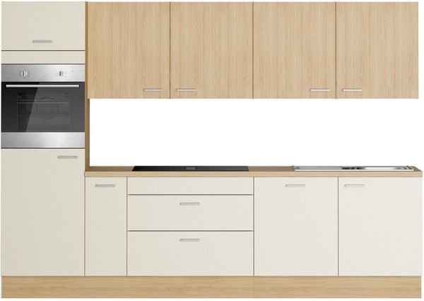 KOCHSTATION Küchenzeile KS-Lucy wahlweise mit Induktionskochfeld mit integriertem Dunstabzug, Breite 300 cm, Soft-Close, inkl. Zubehör, wahlweise mit E-Geräten