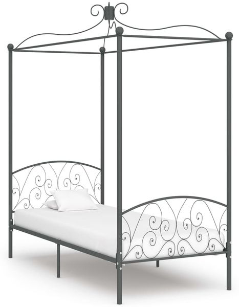 vidaXL Himmelbett-Gestell Grau Metall 100x200 cm [284481]