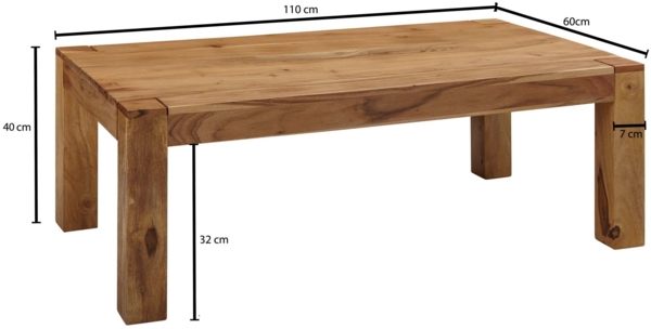 Wohnling Couchtisch PATAN 110 x 60 x 40 cm Holz Massiv, Akazie Bild 8
