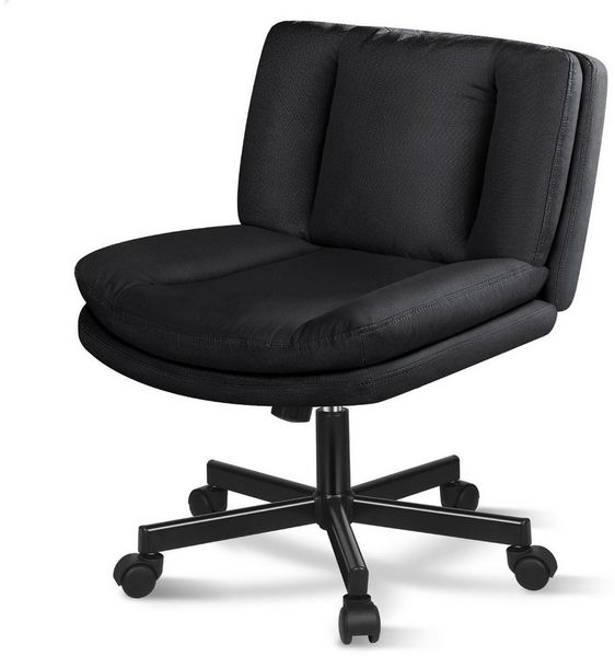 ALFORDSON Bürostuhl mit gekreuzten Beinen – Ohne Armlehnen, Breite Sitzfläche (1 St), Verstellbarer drehbarer PC-Computerstuhl mit Rollen für Zuhause